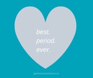 Heart with "best period ever" written in it